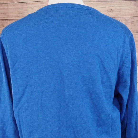 BROOKS BROTHERS SUPIMA COTTON V-NECK BLUE SWEATER MENS SIZE L LARGE - Picture 4 of 6